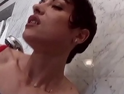 Brunette wildly fucked in the matter of the bath tub