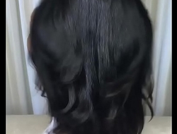 Brunette long hair play